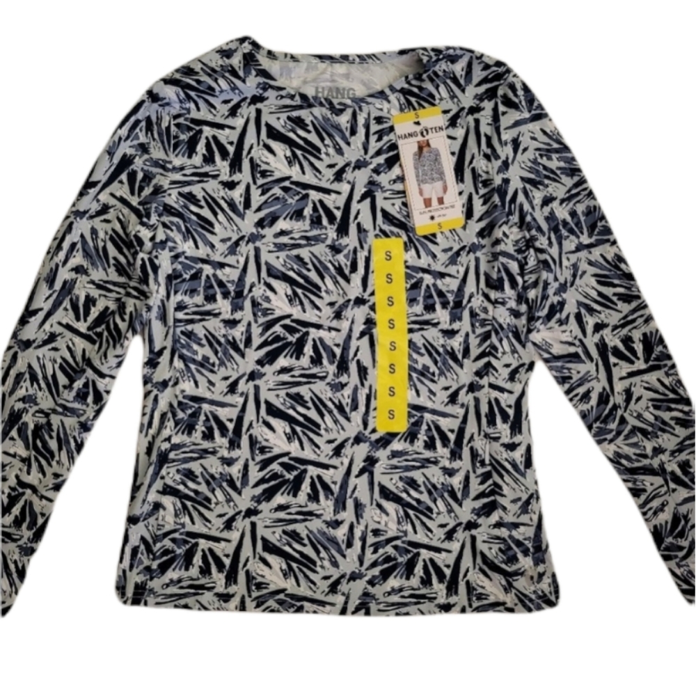 Hang Ten Women's Ballard Blue Rash Guard Long Sleeve Swim Shirt